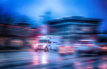 Racing Ambulance After a Car Crash