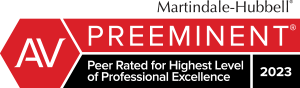 AV Preeminent - Peer Related for Highets Level of Professional Excellence 2023
